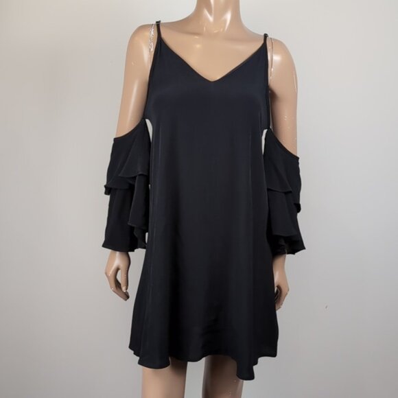 Audrey 3+1 Cold Shoulder Swing Dress Ruffle Sleeve Cami Vneck Party Cocktail - Picture 10 of 10